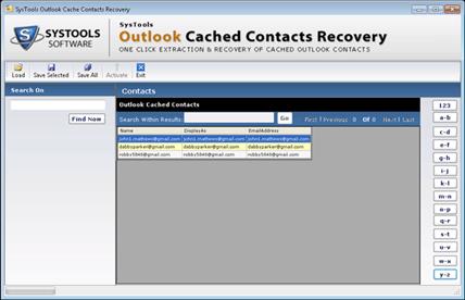 Cached Contacts Recovery in Outlook steps