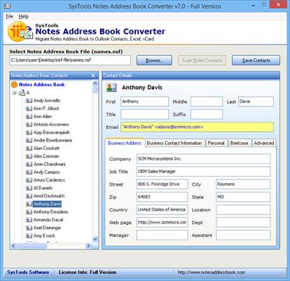 convert lotus notes address book
